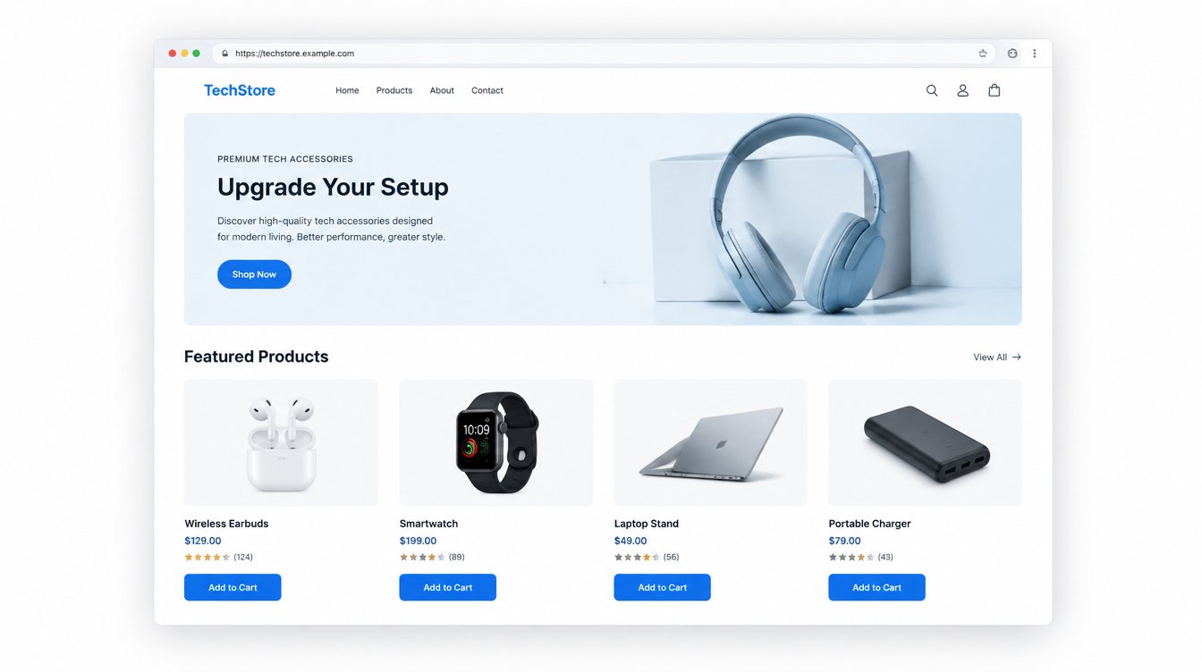 E-commerce storefront, sample mockup