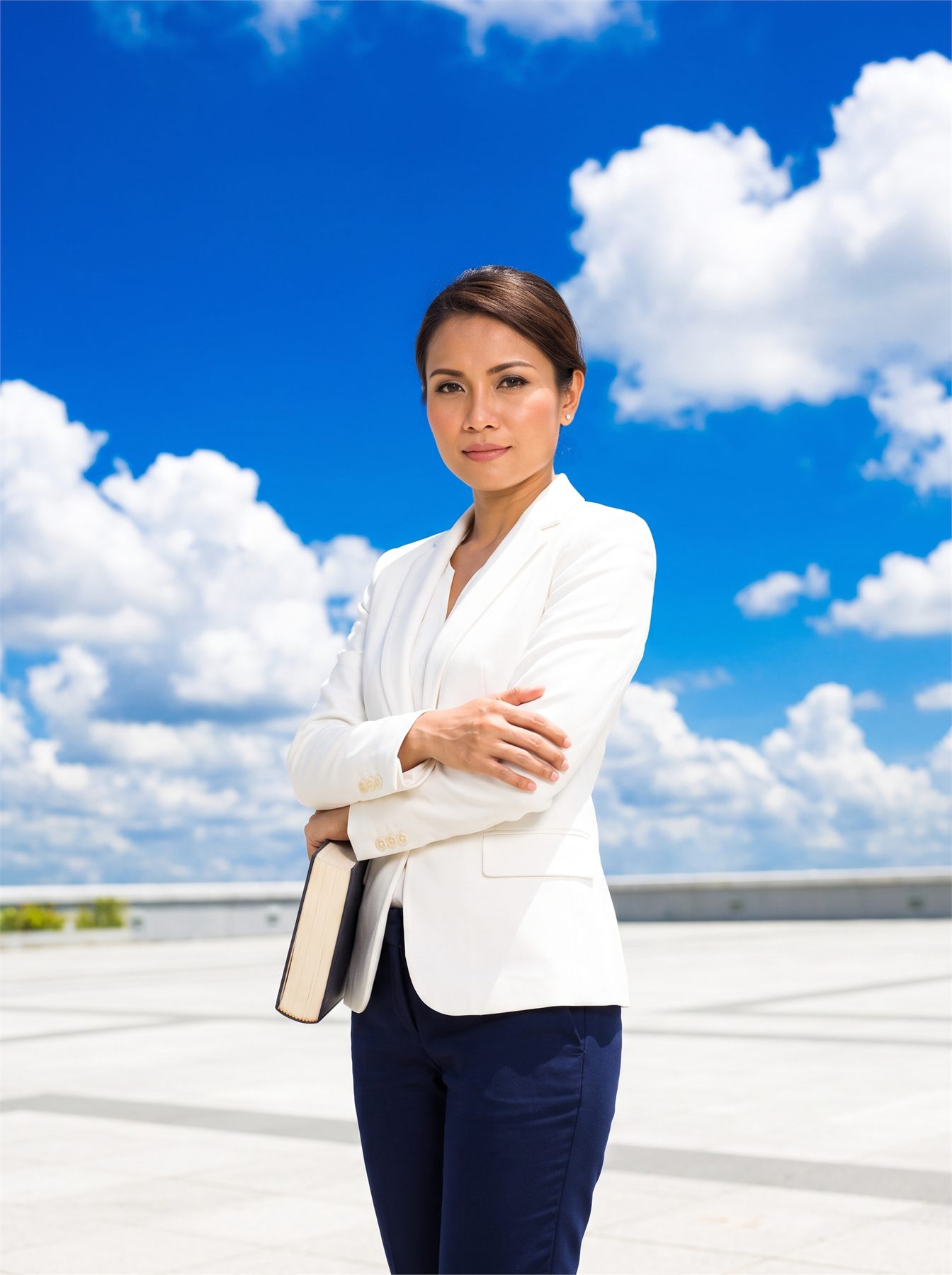 Executive holding a corporate annual report